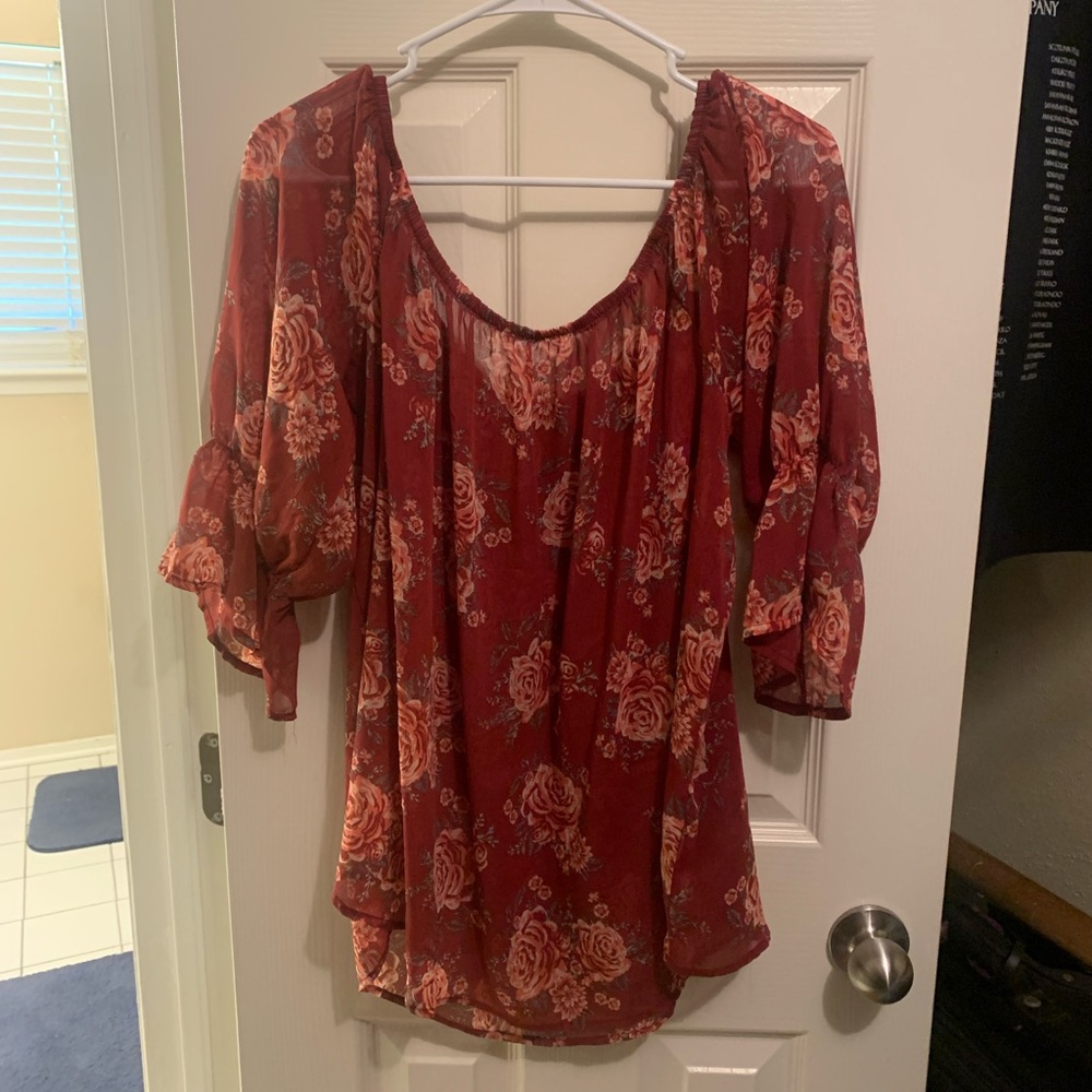 Short sleeve off the shoulder blouse